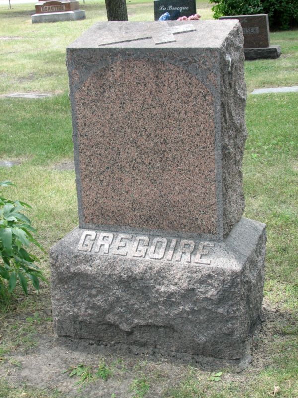 Grégoire Tombstone Calvary Cemetery Grand Forks ND